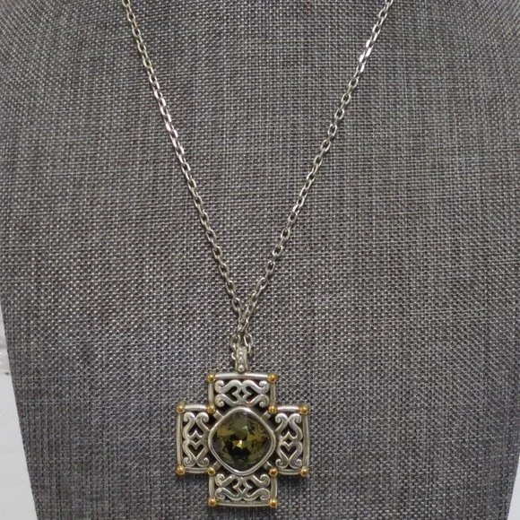 Brighton Deauville Silver and Gold Cross Necklace - Picture 6 of 8